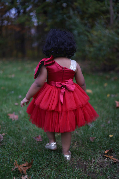 Maroon Neck Bow Tutu Dress