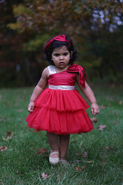 Maroon Neck Bow Tutu Dress