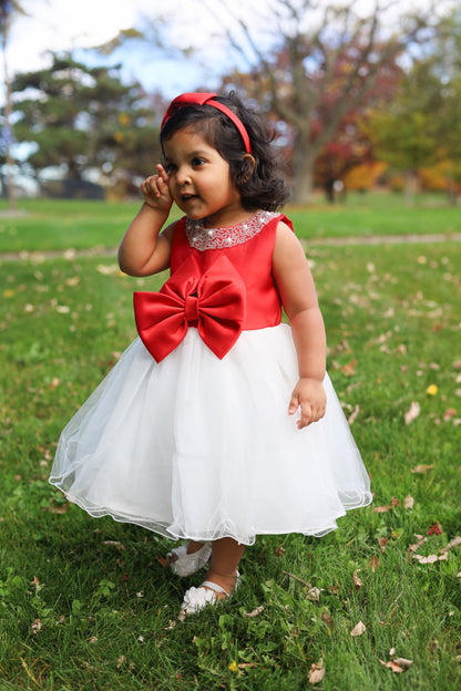 Scarlet Elegance White and Red Dress