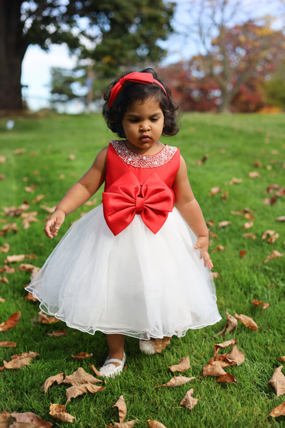 Scarlet Elegance White and Red Dress