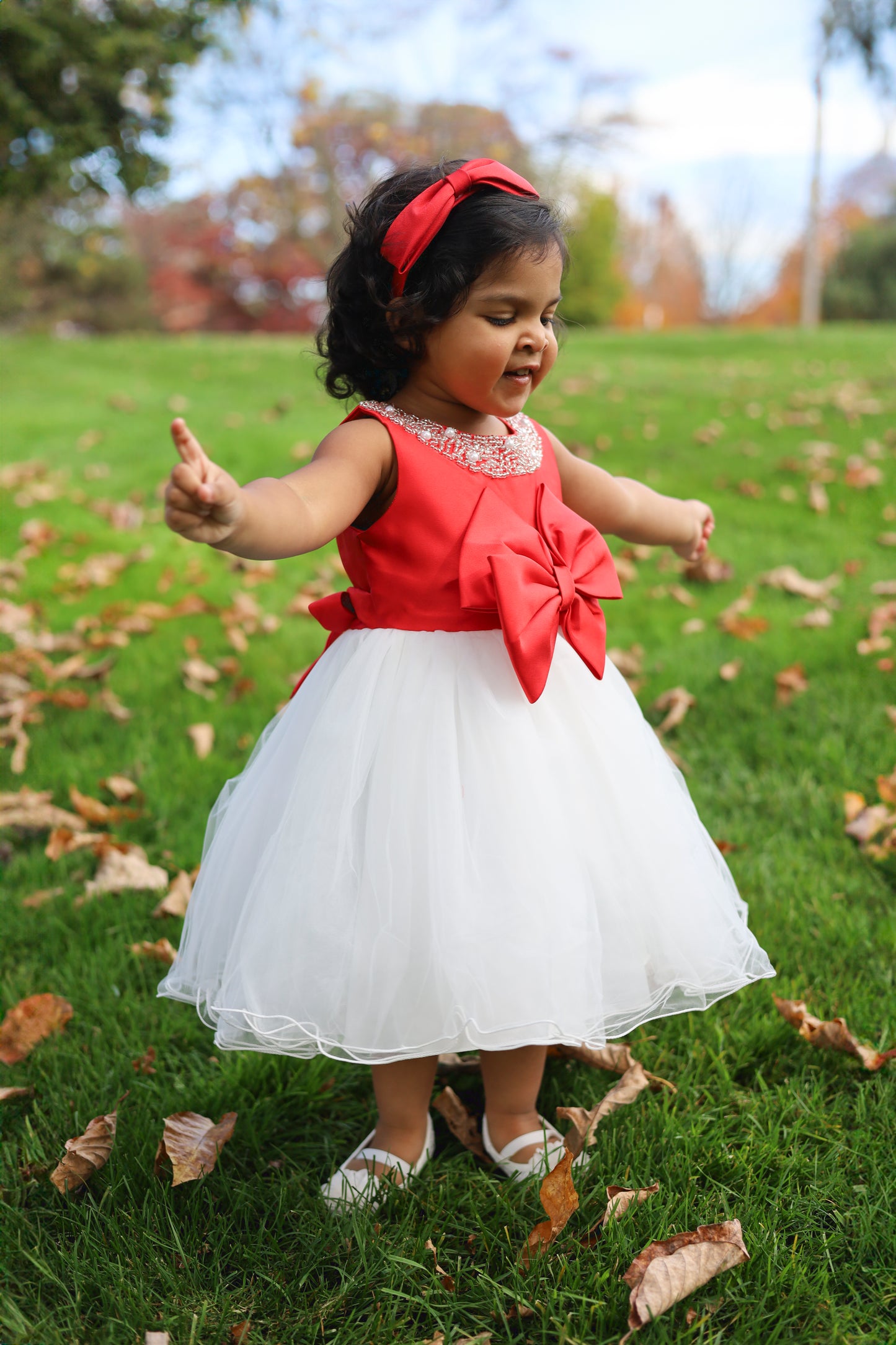 Scarlet Elegance White and Red Dress