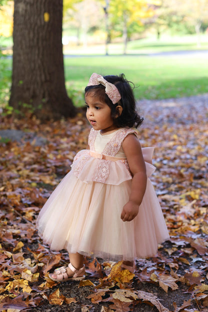 Flower Lace Embellished Pink Dress