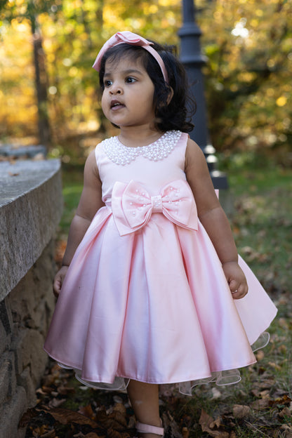 Blush Pearl Pink Satin Princess Dress