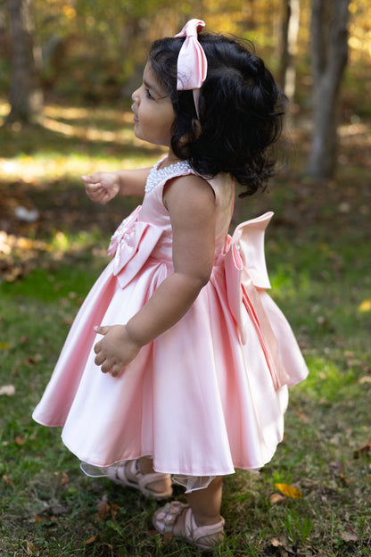 Blush Pearl Pink Satin Princess Dress