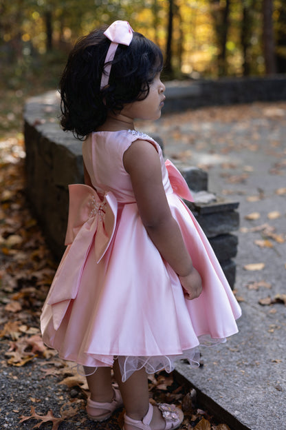 Blush Pearl Pink Satin Princess Dress