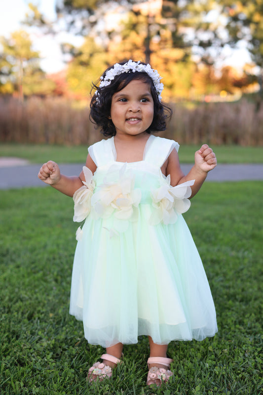 Tulle Flora Green Blossom Dress