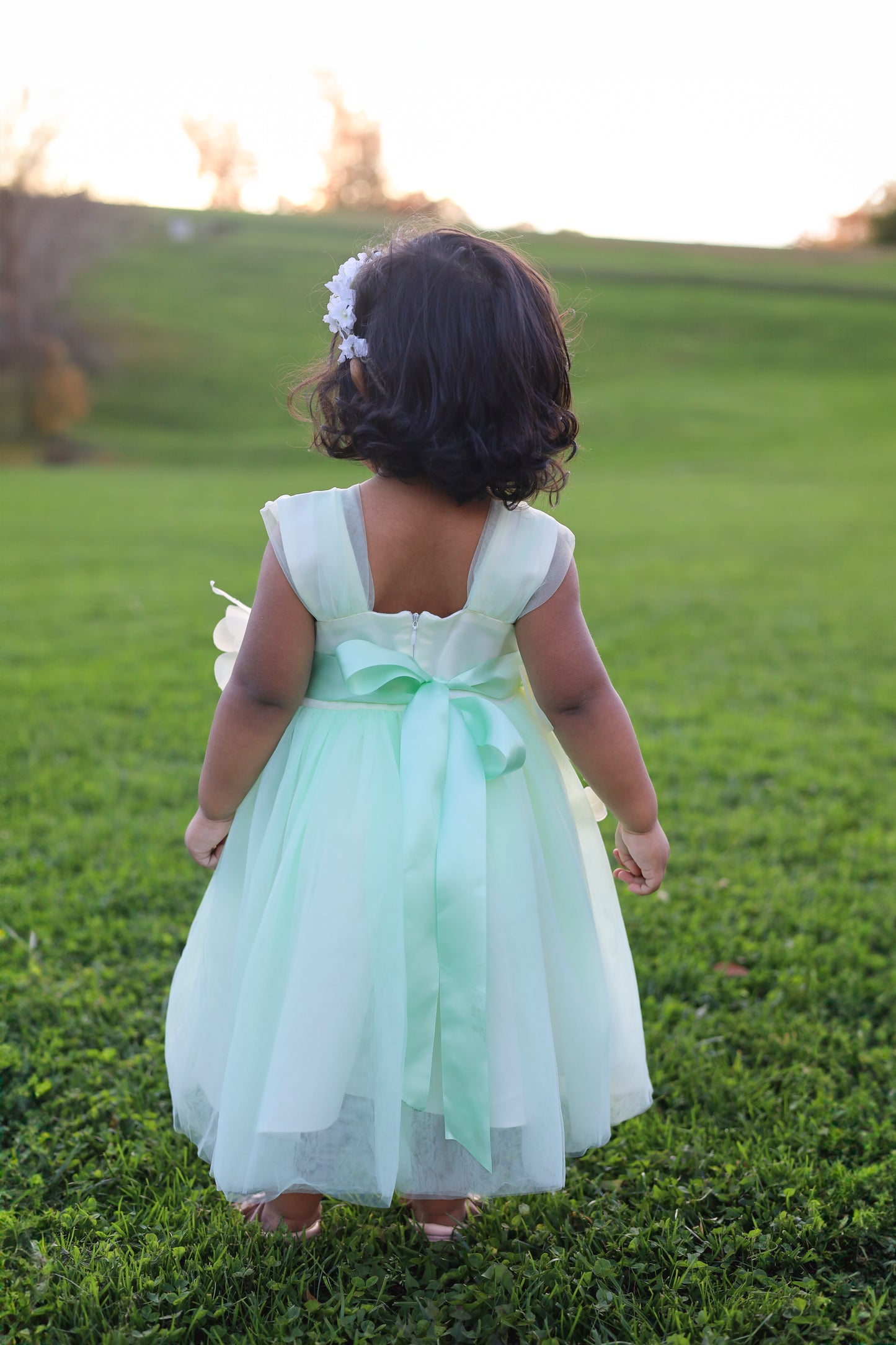 Tulle Flora Green Blossom Dress