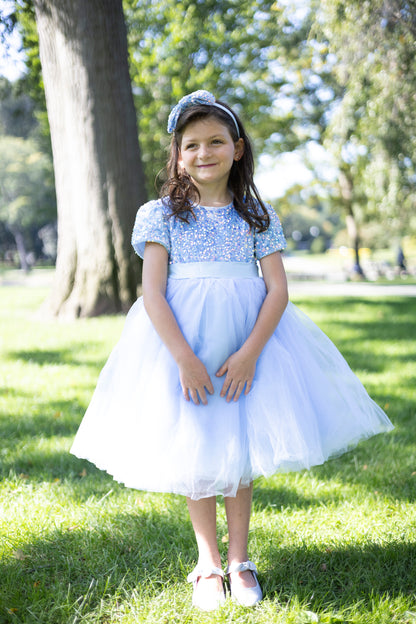 Elegant Girls Blue Fancy Sequin Dress