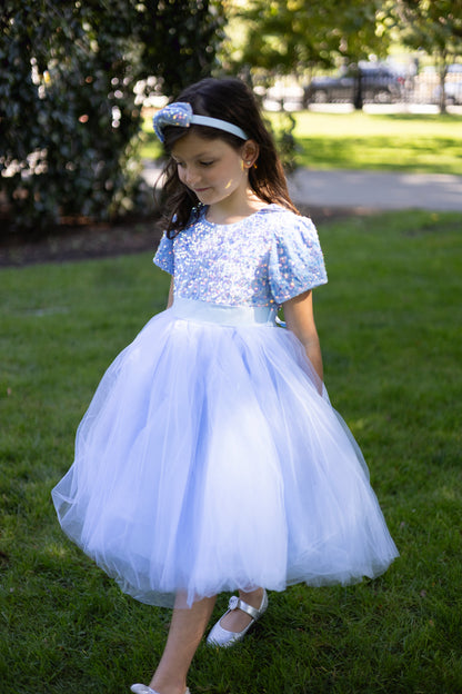 Elegant Girls Blue Fancy Sequin Dress