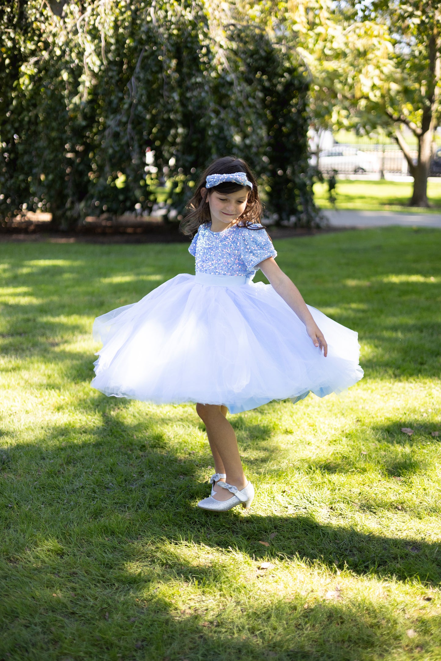 Elegant Girls Blue Fancy Sequin Dress