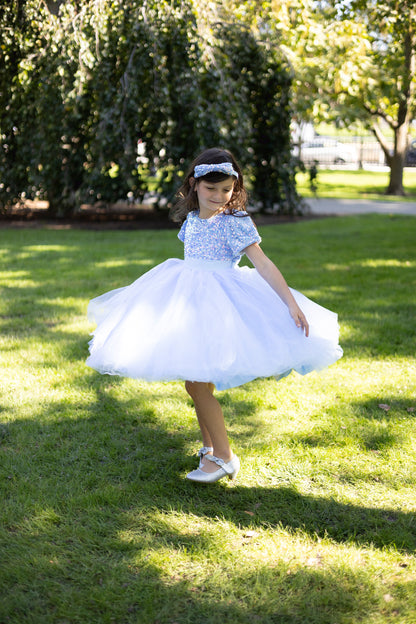 Elegant Girls Blue Fancy Sequin Dress