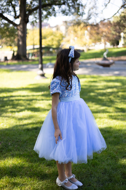 Elegant Girls Blue Fancy Sequin Dress