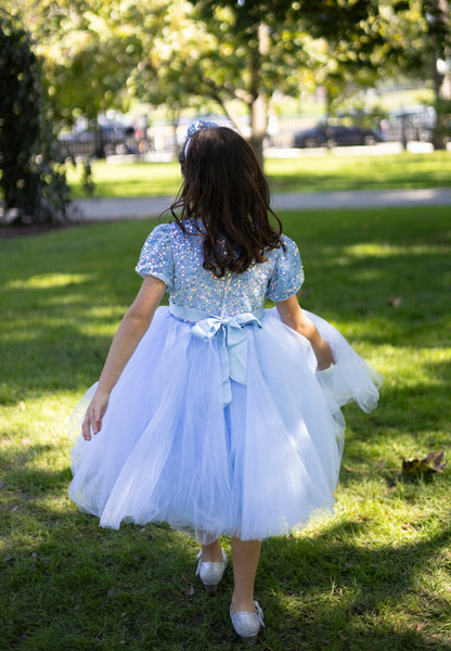 Elegant Girls Blue Fancy Sequin Dress