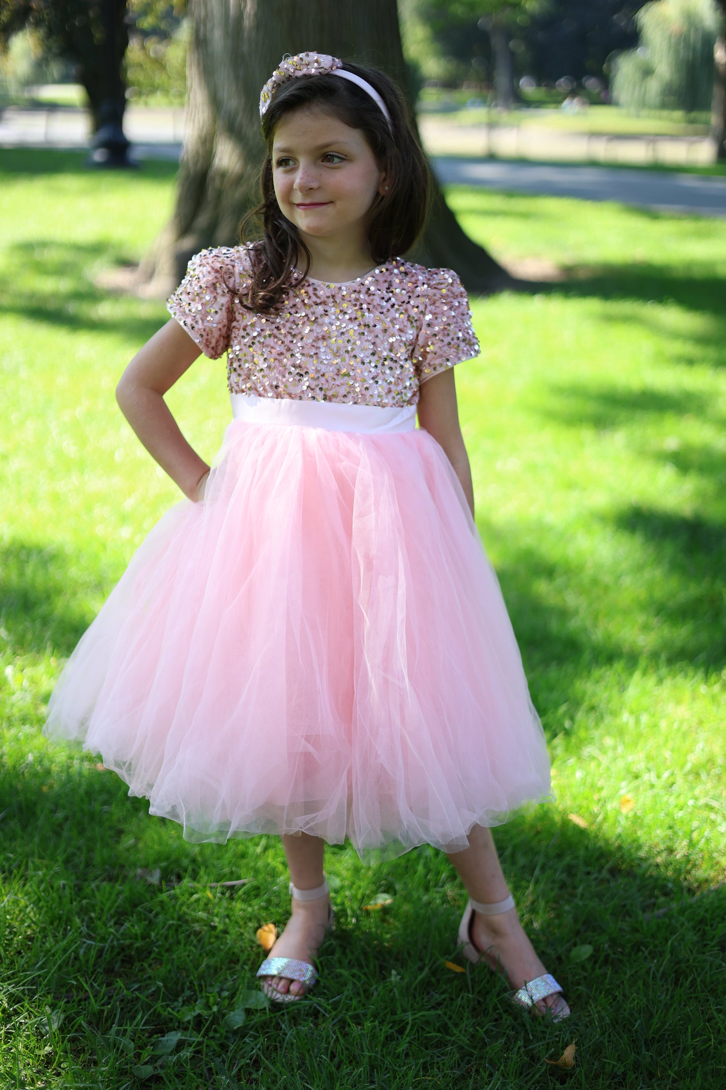 Enchante Pink Sequinvel Dress