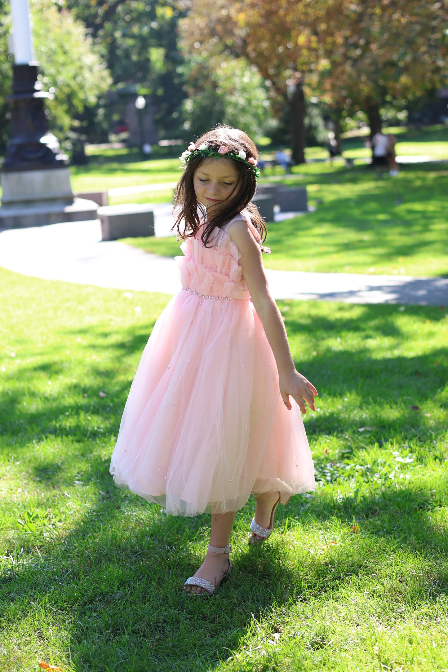 Pink Pleats Pearl Dress