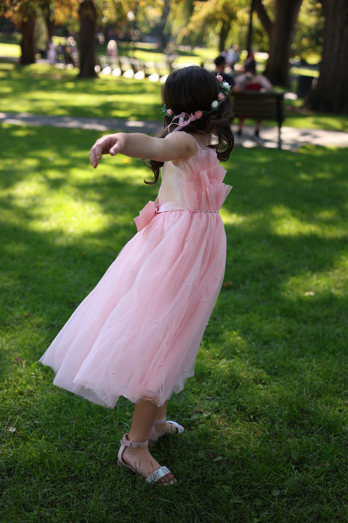 Pink Pleats Pearl Dress