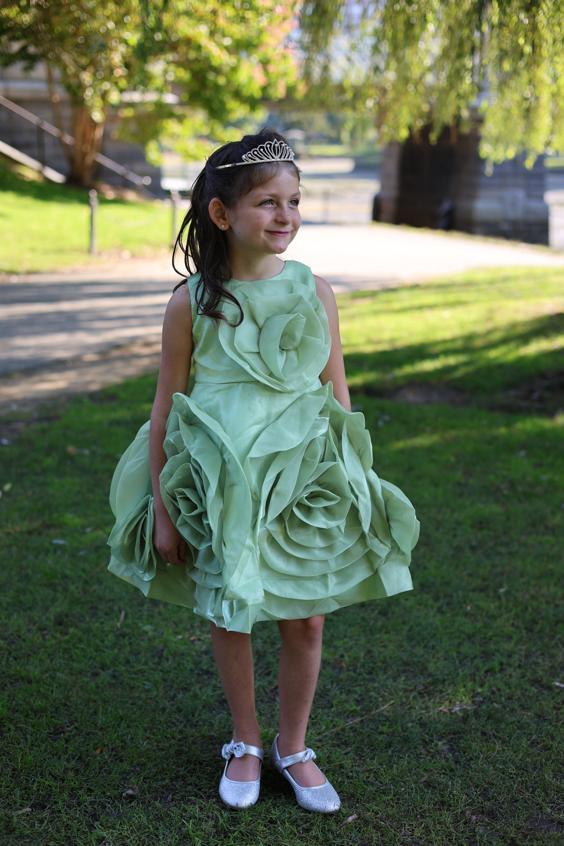 Fancy Green Flower Dress Kids Clothing World Fancy Green Flower Dress Kids Clothing World