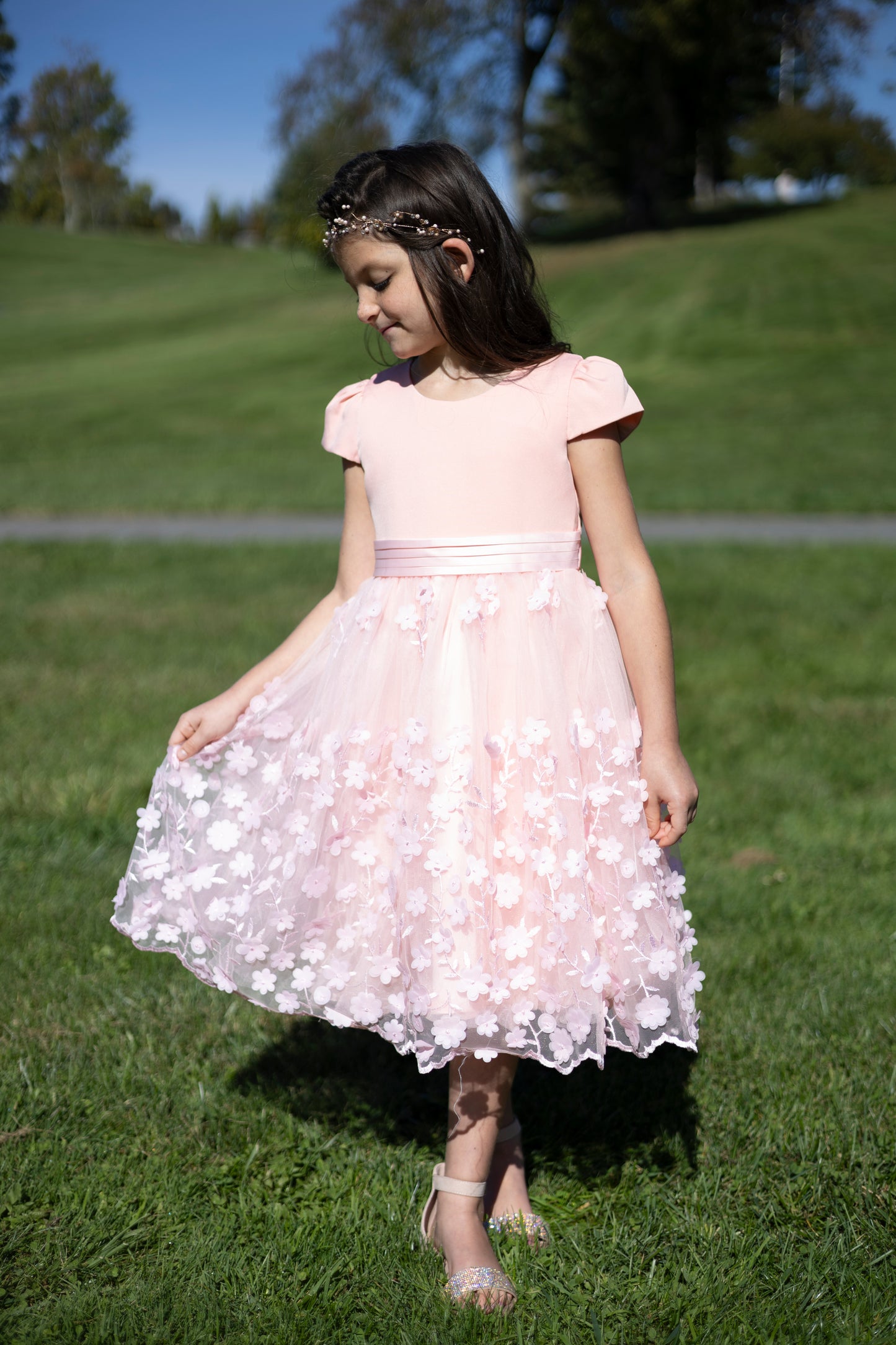 Enchanted Floral Tulle Pink Dress