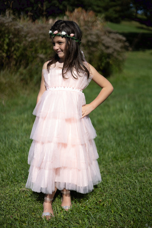 Twirl Of Elegance Pink Tulle Dress