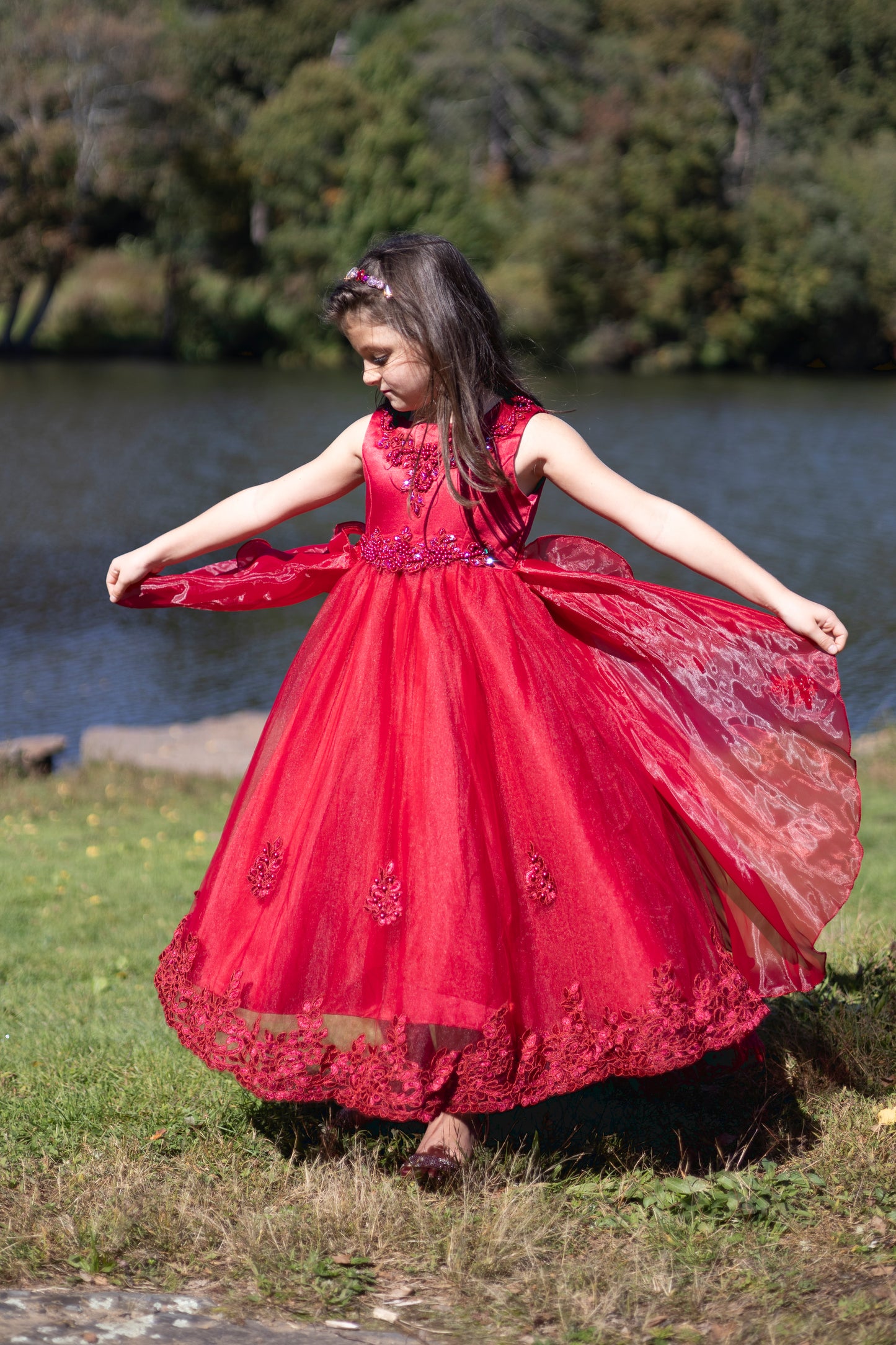 Twirly Layers Embroidered Maroon Princess Dress