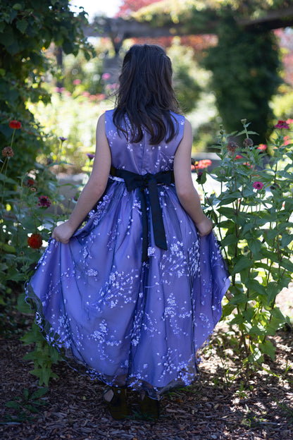 Princess Asymmetrical Floral Violet Dress