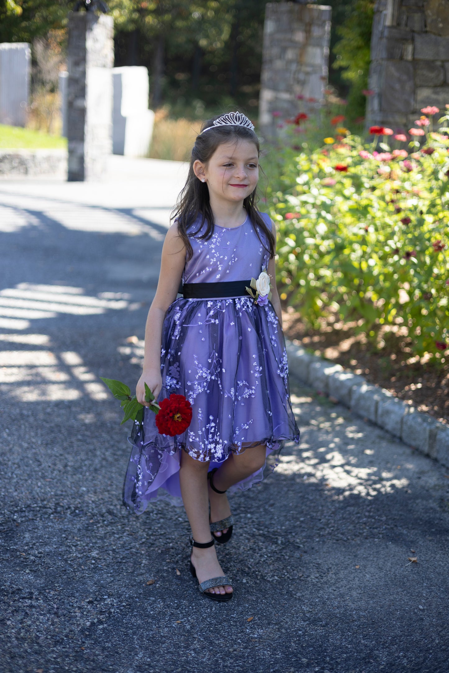 Princess Asymmetrical Floral Violet Dress