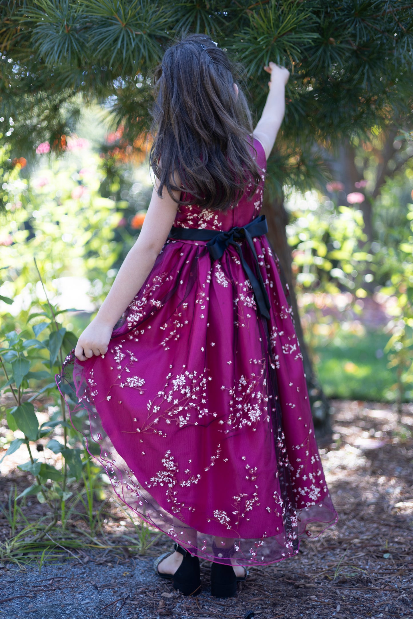 Princess Asymmetrical Floral Red Dress