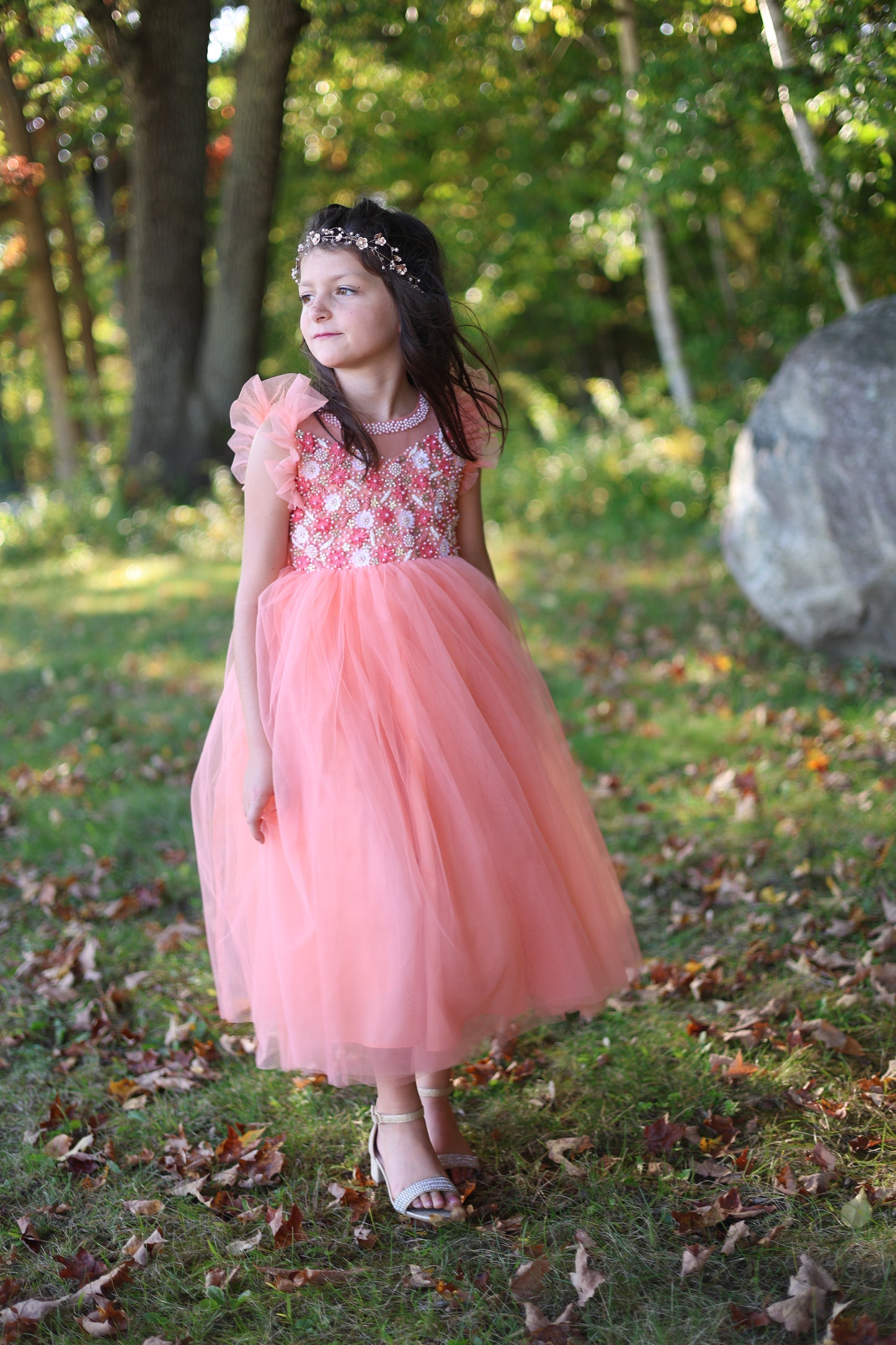 Peachy Pearl Handwork Dress