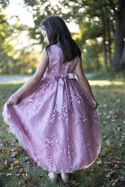 Princess Asymmetrical Floral Pink Dress