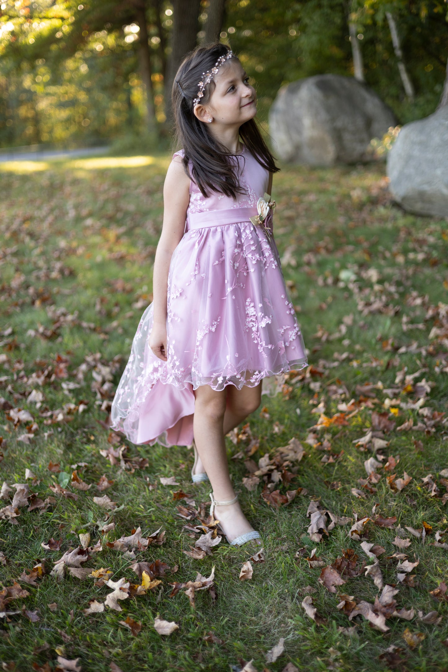 Princess Asymmetrical Floral Pink Dress