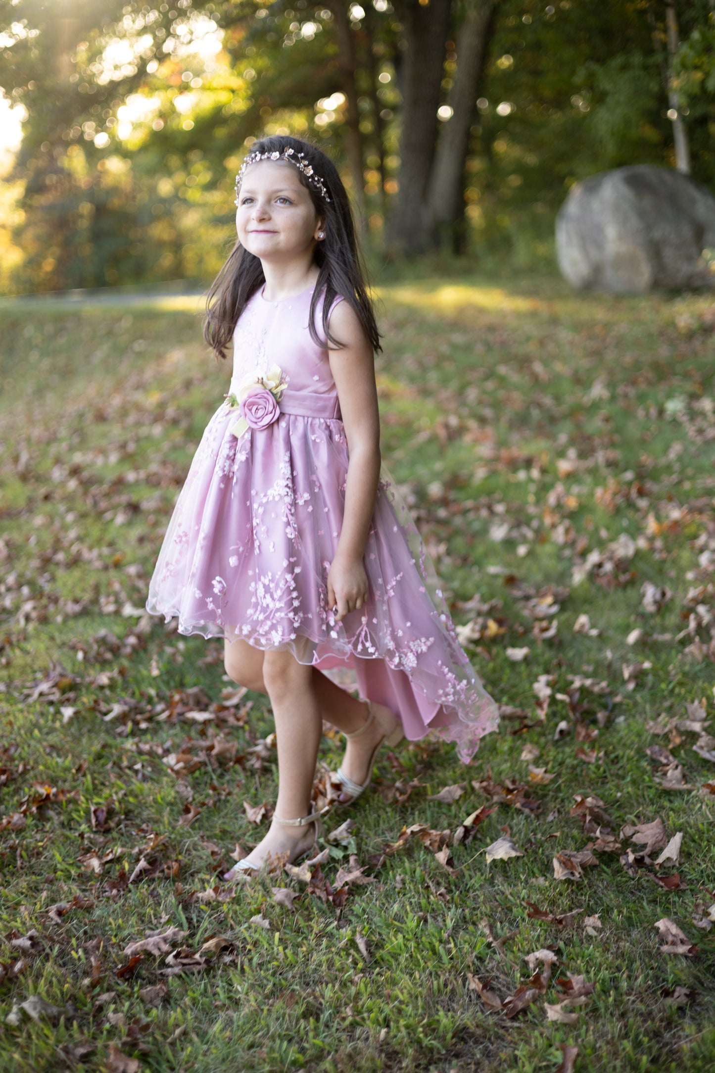 Princess Asymmetrical Floral Pink Dress