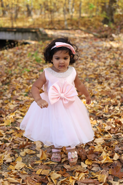 Pink and White Pearl Embellished Dress